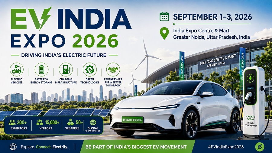 AI-generated technology event illustration for EV India Expo 2026