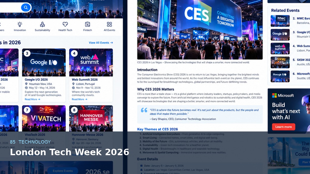 London Tech Week 2026 AI-generated editorial artwork